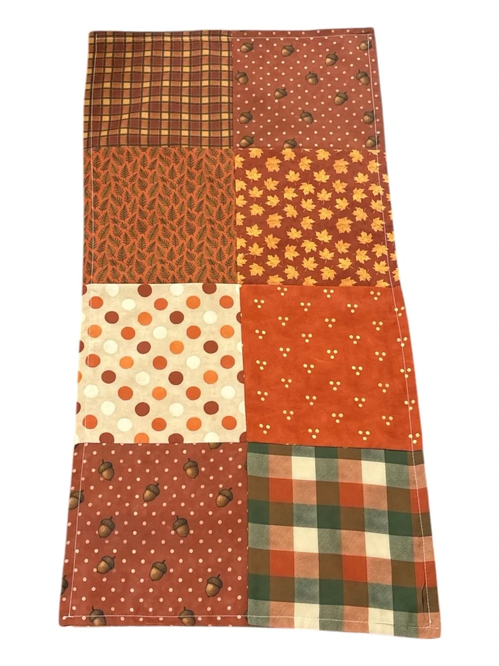 Autumn Patchwork Table Runner in Rust & Cream